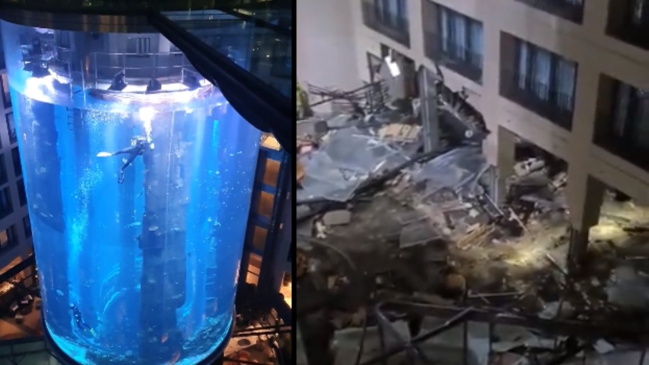 Cena de Filme: Aquário Explode Repentinamente e Causa Estragos na Alemanha